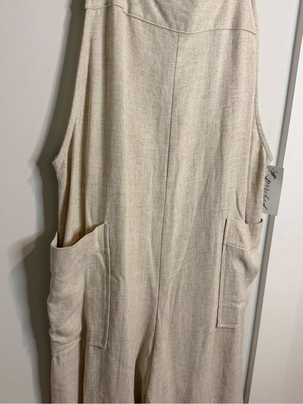 Ces femme Beige Linen-Blend Wide Leg Overalls - Picture 5 of 9